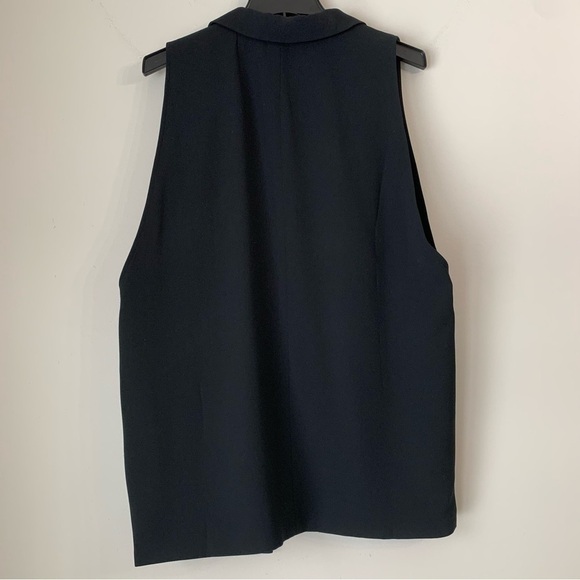 Valette Black Vest Lapel Neck Open Front Vest Jacket Size Large - Picture 5 of 10